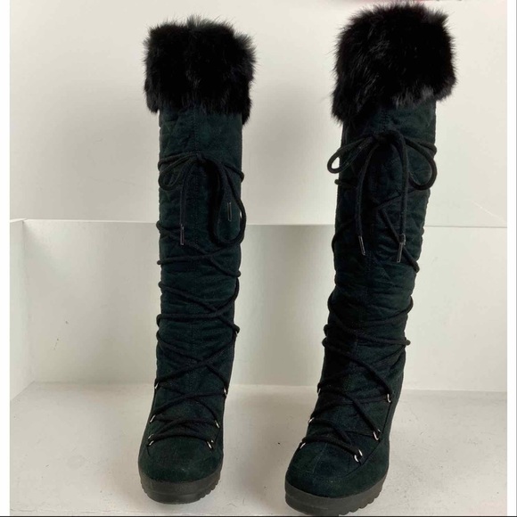 BAKERS Quilted Tall Lace Up Wedge Boots Sz 10 - Picture 6 of 14